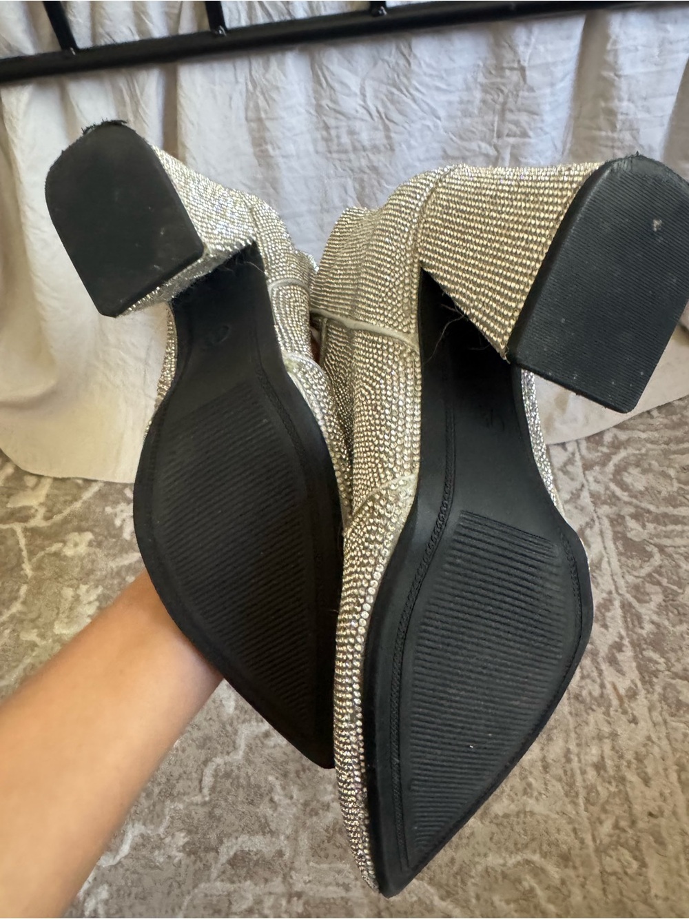 Never worn! Rhinestone Block Heel Ankle Boots - Picture 8 of 11